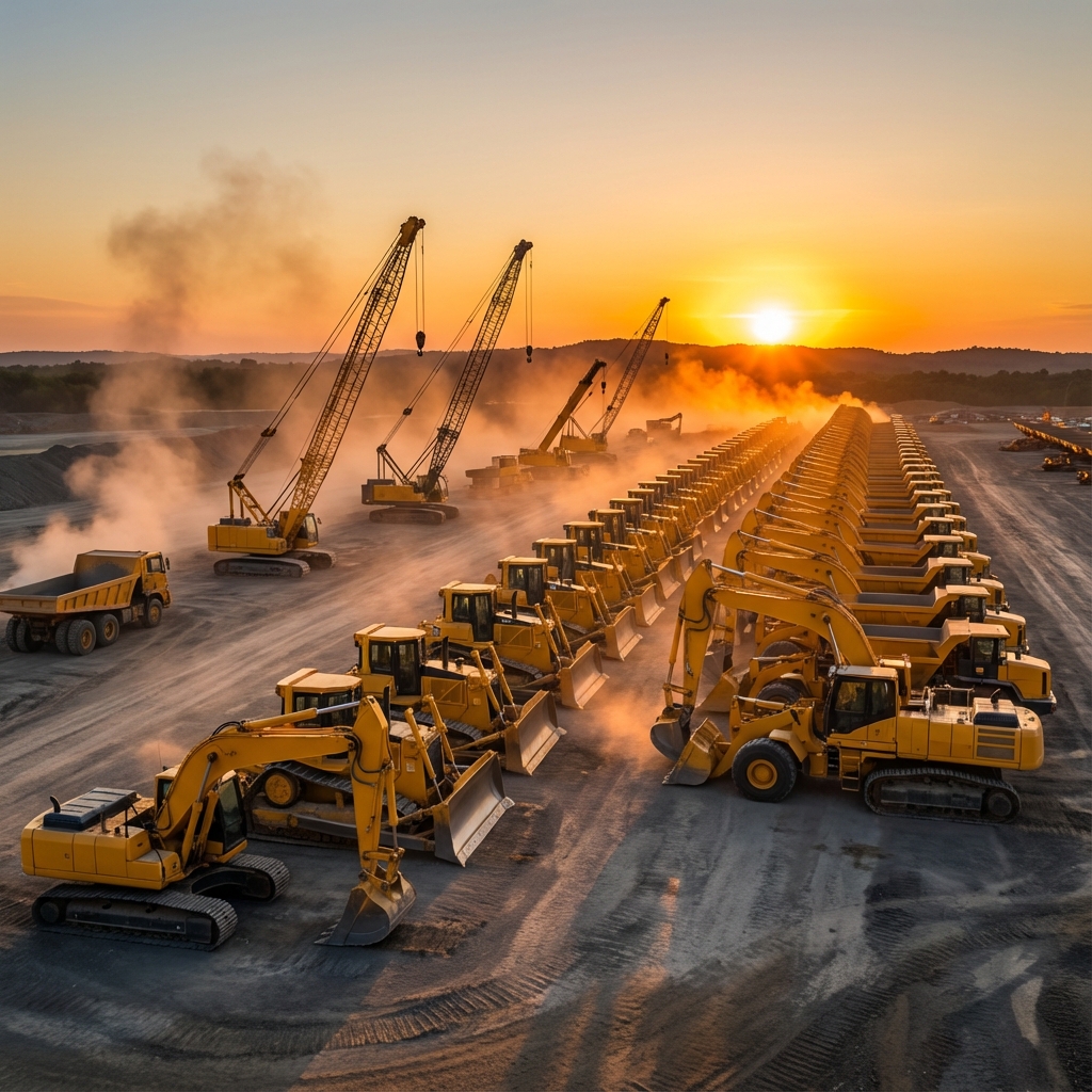 Heavy Machinery at Sunset